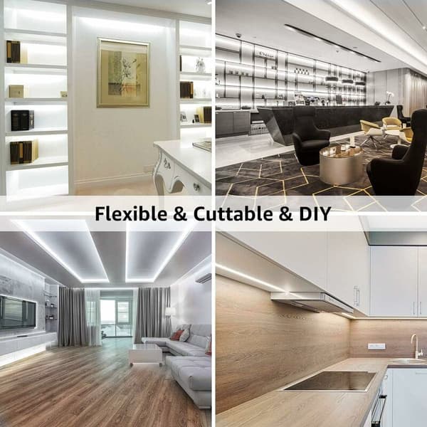 10M Dimbar LED-stripe, Kaldhvit LED-stripe 6000K 600 SMD 2835 LED, 12V Selvklebende LED-stripe med dimmer, kontakter + transformator, Interiør Li