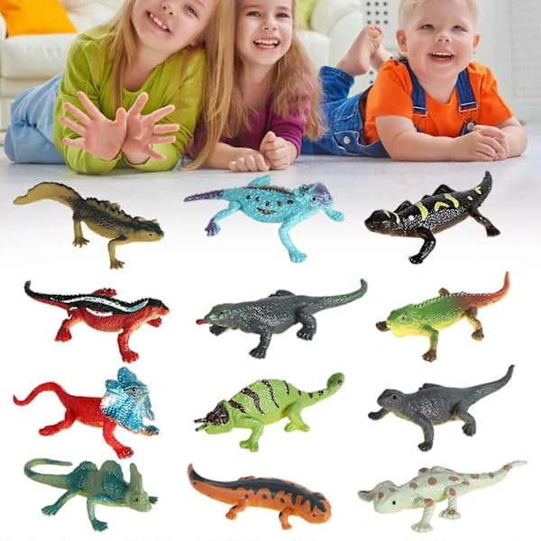12 Deler Realistiske Dyrefigurer Figurer For Samling Festutstyr Øgle