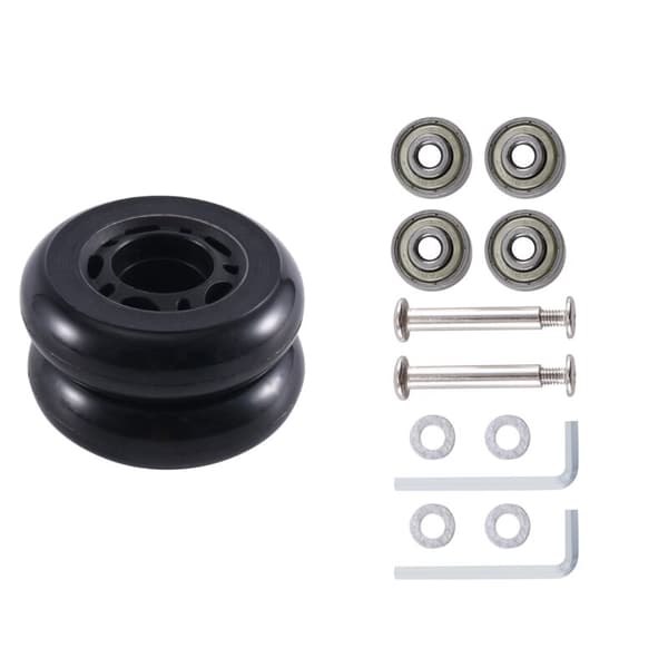 63mm X 18mm Suitcase Luggage Wheels Replacement Kit Pair Universal Environmentally Friendly Polyurethane Luggage Repair Black