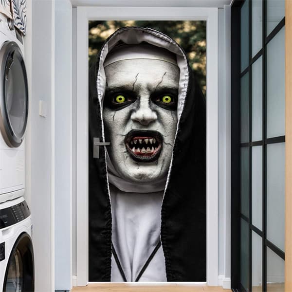 Halloween 3D Nunna Oven Tarrat, 76,2 x 200 cm Kauhistuttava Aave