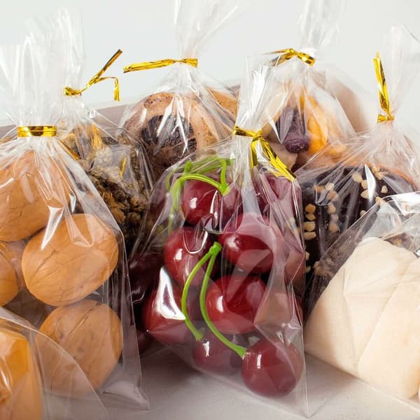 Gjennomsiktige poser for mat, kake-pose, kjeks-pose, gave-pose, 100 stk (16x24cm)