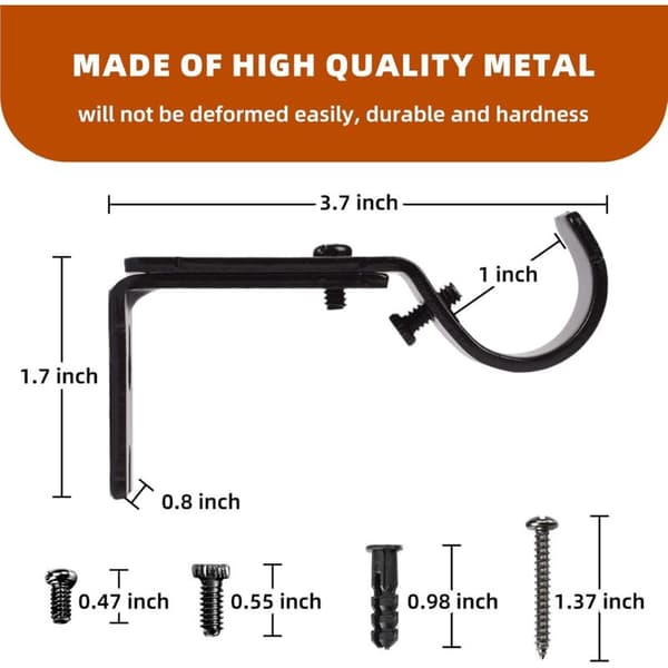 Adjustable Curtain Rod Brackets Satin Nickel 3-pack Black
