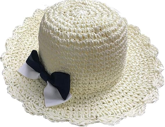 Ris Vit - 1 stk Baby Halm Sommerhatt Jenter Blomsterhatt Barn Solbeskyttelse Reise Strand UV-beskyttelse