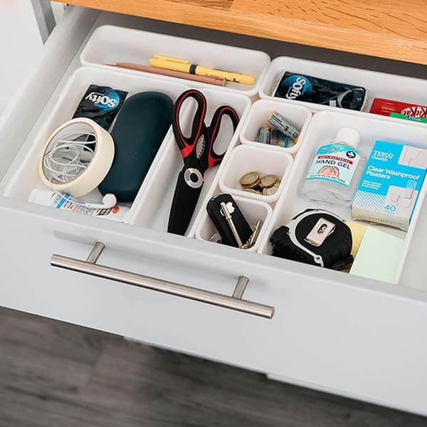 Cutlery Tray | Modular Cutlery Storage Box | Kitchen Organizer White