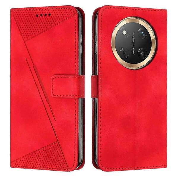 Fodral för Honor Magic 7 Lite Skyddande Flip Mjukt PU-läder Telefonskal Kompatibelt med Honor Magic 7 Lite [DB] Röd Red
