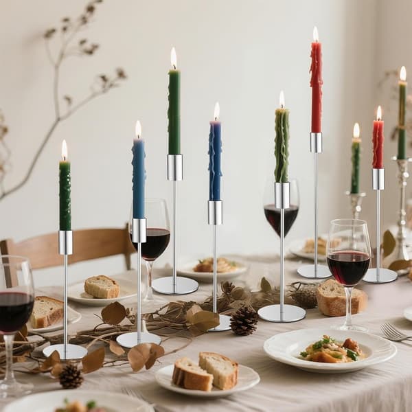 Silver Iron Ljusstake Set om 3 - Dekorativa Ljusstakar för Bröllop, Middag och Heminredning
