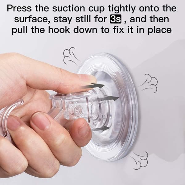 (6 PCS) Suction Cup Hooks for Shower, Bathroom, Kitchen, Window, Heavy Duty Removable Plastic Hooks, Multifunctional for Indoor Use