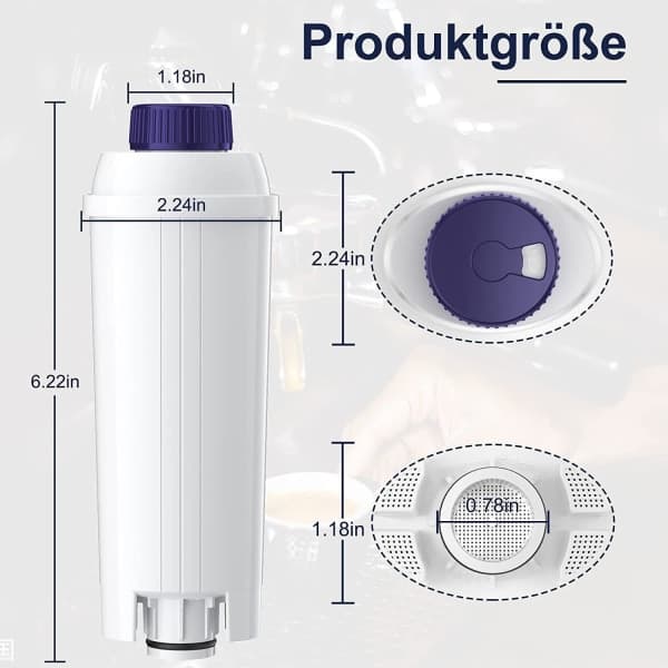 Vesisuodatin, korvaa DeLonghi DLSC002:n, optimoi kahvin laadun
