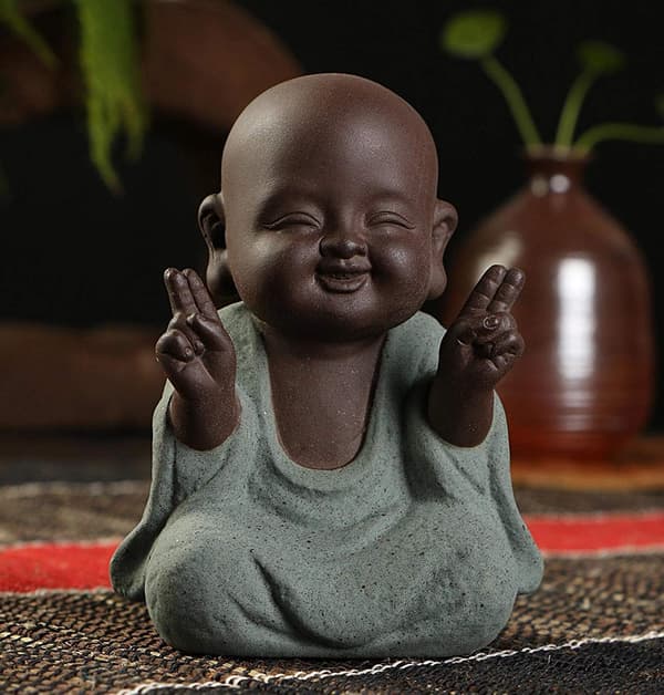 Keramisk liten søt Buddha-statue munkfigur kreativ baby