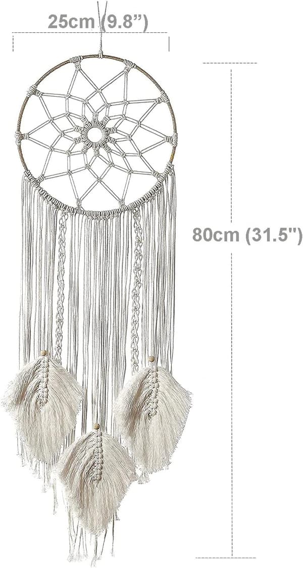 Kæmpe Stor Drømmefanger Macrame Drømmefanger med Vævede Fjer til