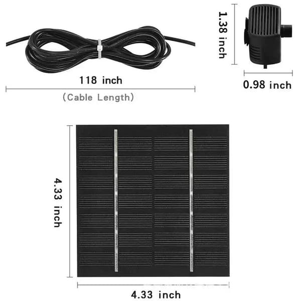 BF Solar Fountain Pump Water Pump with 1.2W Monocrystalline Solar Panel for Garden Pond Fish Pond Small Pond Black