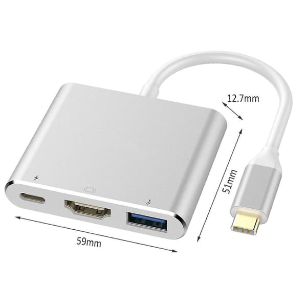 USB 3.1 Type-C–HDMI USB 3.0 USB-C 3-in-1 -moniporttisovitin AV-moniportti