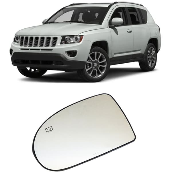 Right Door Side Mirror Glass Heated with Backing Plate for Compass 2007 - 2017