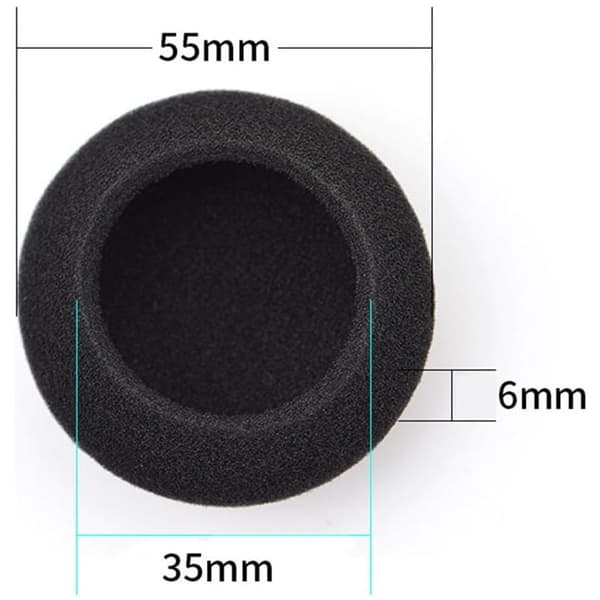 10 Svamp Øreputer for Hodetelefoner, 5,5 cm, Kompatible med Ulike Merker
