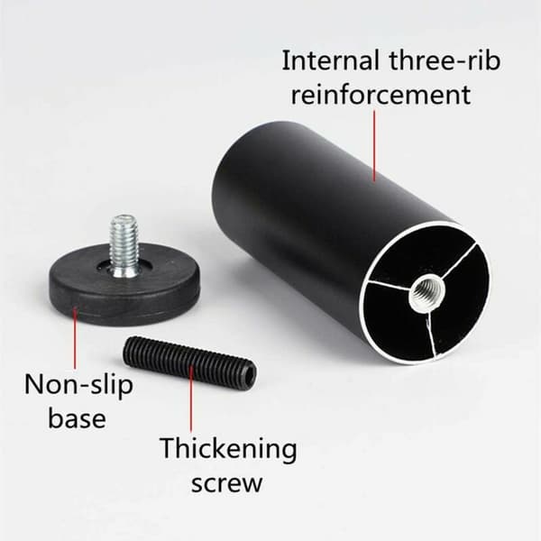 4 justerbare møbelfødder i aluminiumslegering, runde metalmøbelben, bordsofa seng, sort (10 cm)