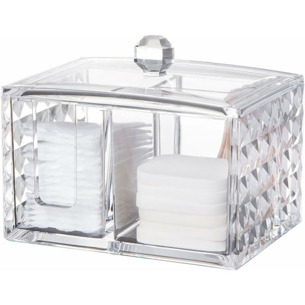 MODOU - Cotton Container Makeup Box Cotton Pad Organizer Tampon Holder Acrylic Cosmetic Storage Box with Lid Cube