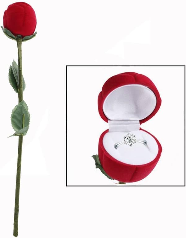 Rosor Blomformade Ringar Smyckeskrin, Alla hjärtans dag presentask och vigselringask