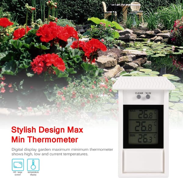 (Hvit) Drivhustermometer, Vanntett Mini Digital Drivhus