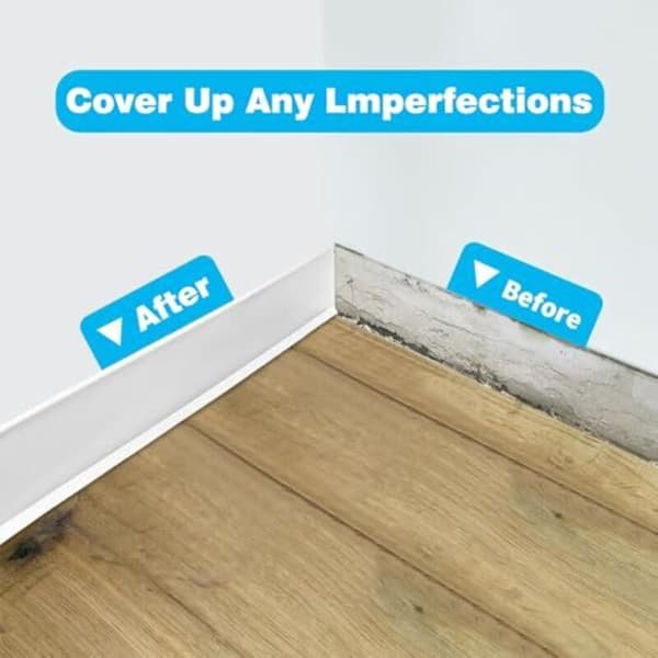 Flexible Self-Adhesive PVC Skirting Board for Kitchen and Bathroom 10cm x 3m White