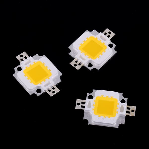 10 stk 10W LED SMD Chip COB DC 9-10V for lampe, frontlys, lyspære, erstatning, varmhvit