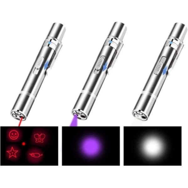Rechargeable Laser Cat Toy with Violet Light Pet Teaser Stick for Cats