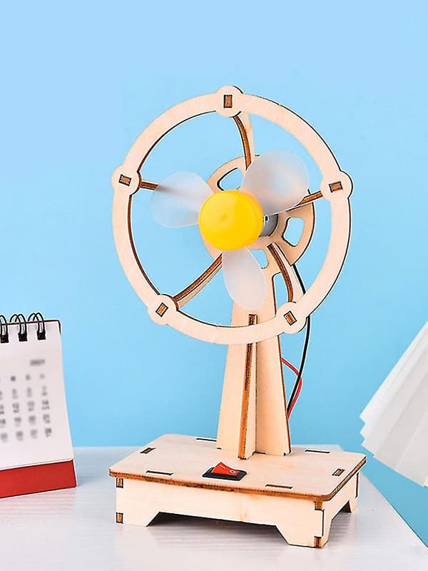 Kreativ DIY Lille Træventilator Kølende Lille Ventilatorpynt