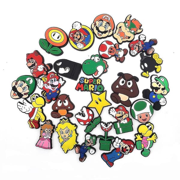 27 stk./sæt Super Mario Bros Sko Charms, Croc Træsko Dekorationssæt Til Børn Voksne