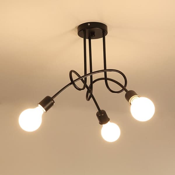 3-lys loftlampe industriel vintage pendel sort lysekrone til stue køkken