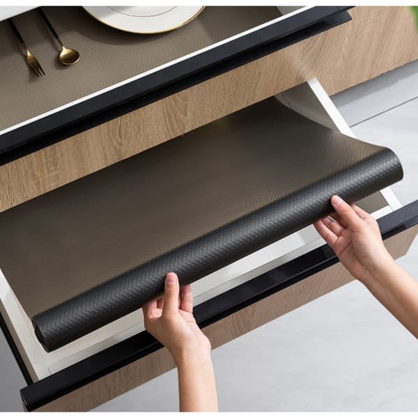 Bamboo Charcoal Black EVA Drawer Mat - 0.45mx5m Waterproof, Non-Slip Mat for Kitchen Drawers & Shelves