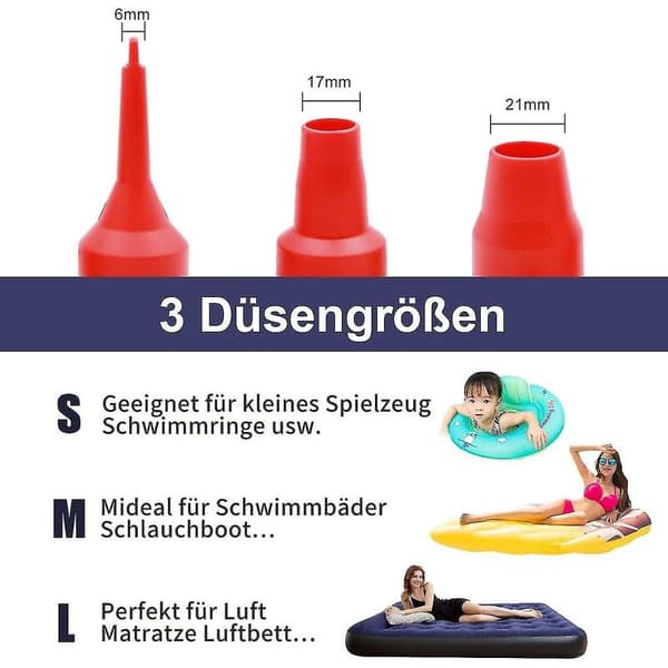 Hurtig luftpumpe med 150 W elektrisk luftpumpe til luftmadrasser og luftpools