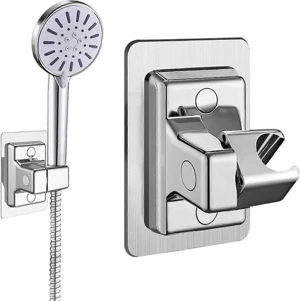 1 pc Shower Bracket without Drilling, Self-Adhesive, 360° Rotating Shower Head Holder, Replacement, Shower Bracket, Wall Mount Bracket without Drilling