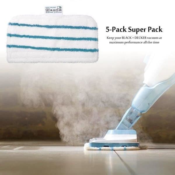 Pakke med 5 rektangulære mikrofiberklude til Black+Decker dampmopper