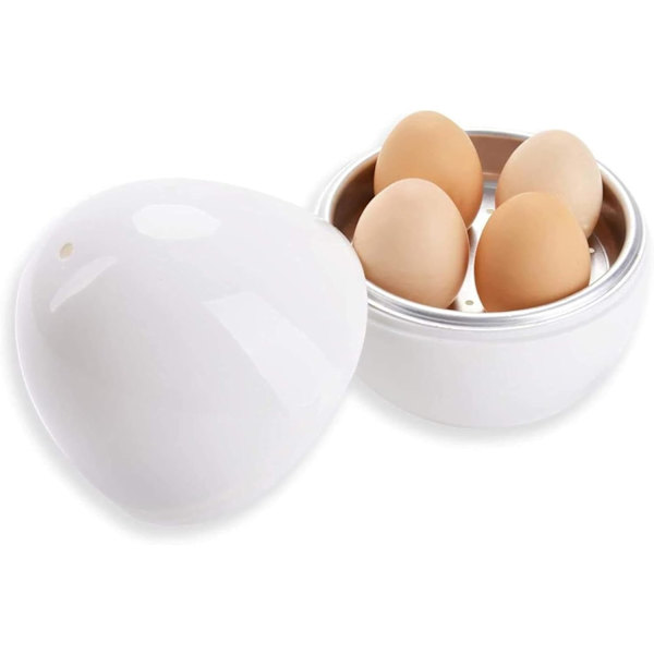 Microwave Egg Cooker with Water Tank, Microwave Steamer with Poaching Function, Can Cook Up to 4 Eggs, White