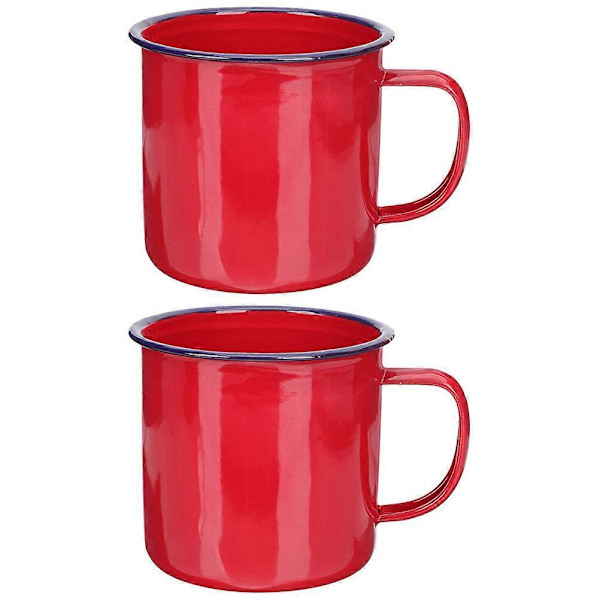 2 pcs Enamel Mug Enamel Camping Coffee Mug Reusable Enamel Tea Water Drinking Cup