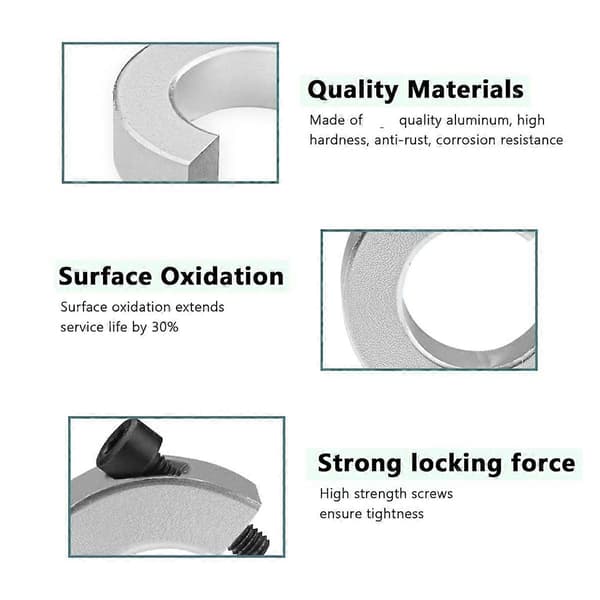 8 pcs SBR20 Linear Rail Stop Collar Aluminum Alloy Shaft Limiting Fixing Rings with Wrench, Linear Rail Shaft Stop Collar {Db} Silver