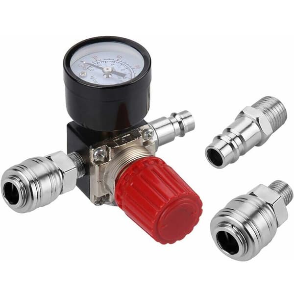 Trykregulator Trevejsventil 175psi 12bar 1/4 Tommer Lufttryksmåler Regulator til kompressor (Ny 3-vejsventil)