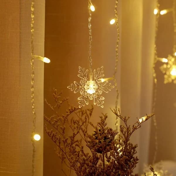 LED Snöflingor Ljusslinga 3,5m 96st Varmvit för Juldekoration [JUN]