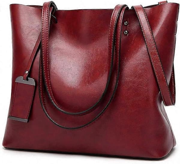 Dam Mjuka Läder Handväskor Stor Kapacitet Retro Vintage Topphandtag Casual Tote Axelväskor Vin