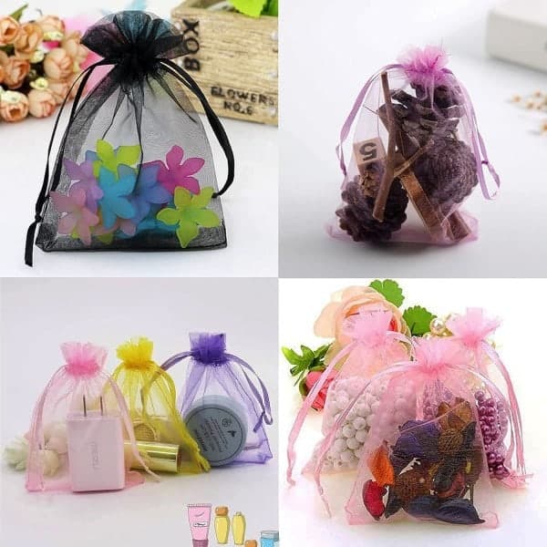 Organzapose, organza gavepose, smykkepose, bryllupspose, la