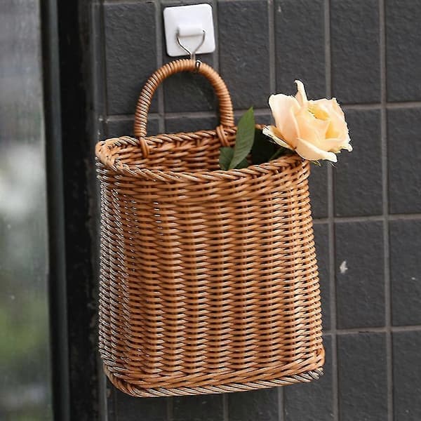 Basket with handle, woven hanging baskets for living room, fruit sundry organizer, hand-woven basket