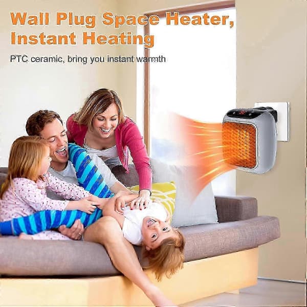 Portable Heater, 800W Ceramic Plug-in Heater, Electric Fan Heater with Remote Control, 12H Timer, LED Display, 2 Heat Settings
