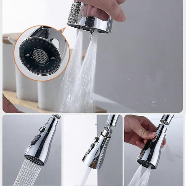 Faucet Head, Kitchen Sink Faucet Extender with 360° Swivel Spout, 3-Mode Spray Head, Faucet Nozzle, Pull-Out Setting [DB]