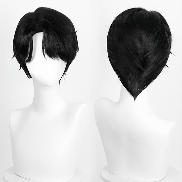 Sort Cosplay Paryk - Højtemperaturfiber, Justerbar, Perfekt til Anime Rollespil & Fester