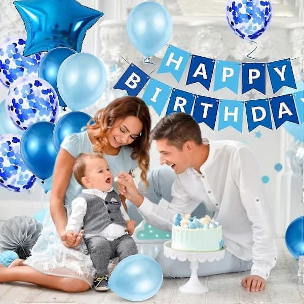 2-års gutt bursdagsballong, blå 2-års bursdagsdekorasjon, nummer 2 bursdagsballonger, L
