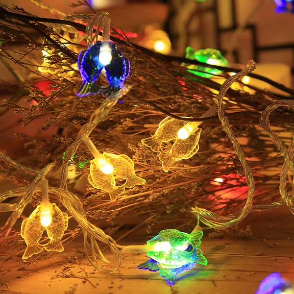 LED fiskeformet lyskæde julehave atmosfære
