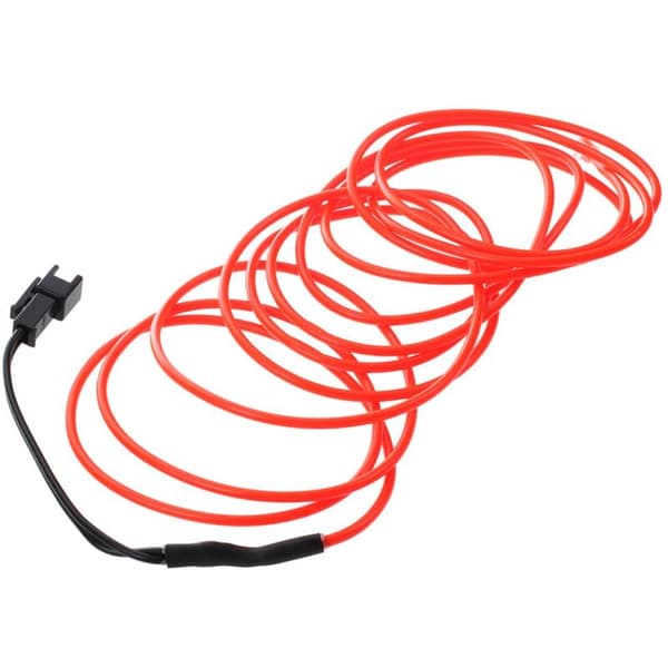 LED Fleksibel EL Neon Gløderør Lampe DC 12V Inverter for Bil, 2M Rød