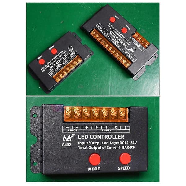 12V 24V DC 4CH 9 Kanaler Separat LED Strip Tape Controller Hopp Vatten Burst Flash Häst Skylt Ljusande Ord Switch A