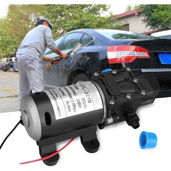 Vattenpump 12V Husbil DC 12V 60W 130PSI 6L/Min Högtryck Vattenmembran Självsugande Pump Husbil Vattenpump (Spänning: 12V)