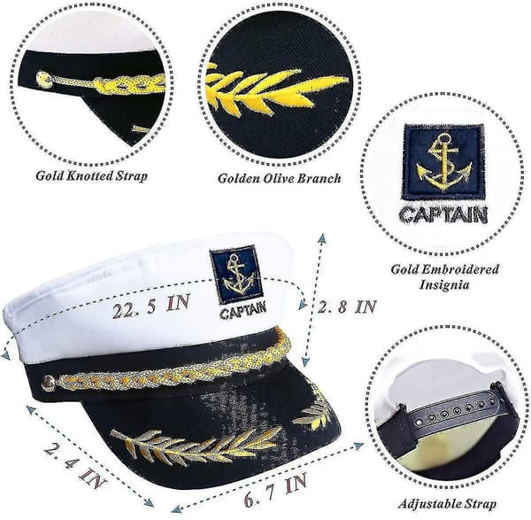 2 Stykker Marineblå Admiralhatt i Marin Stil - Justerbar Sjømannslue