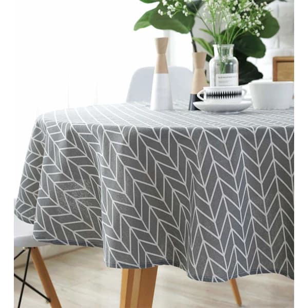 Cotton Linen Round Tablecloth, Dustproof, Stain Resistant for Home, Kitchen, Dining Table, Decor, Grey 120cm grey 120cm